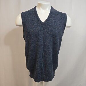 Vintage Robert Bruce Sweater Vest Large Blue V-Neck Pullover Union Made in USA